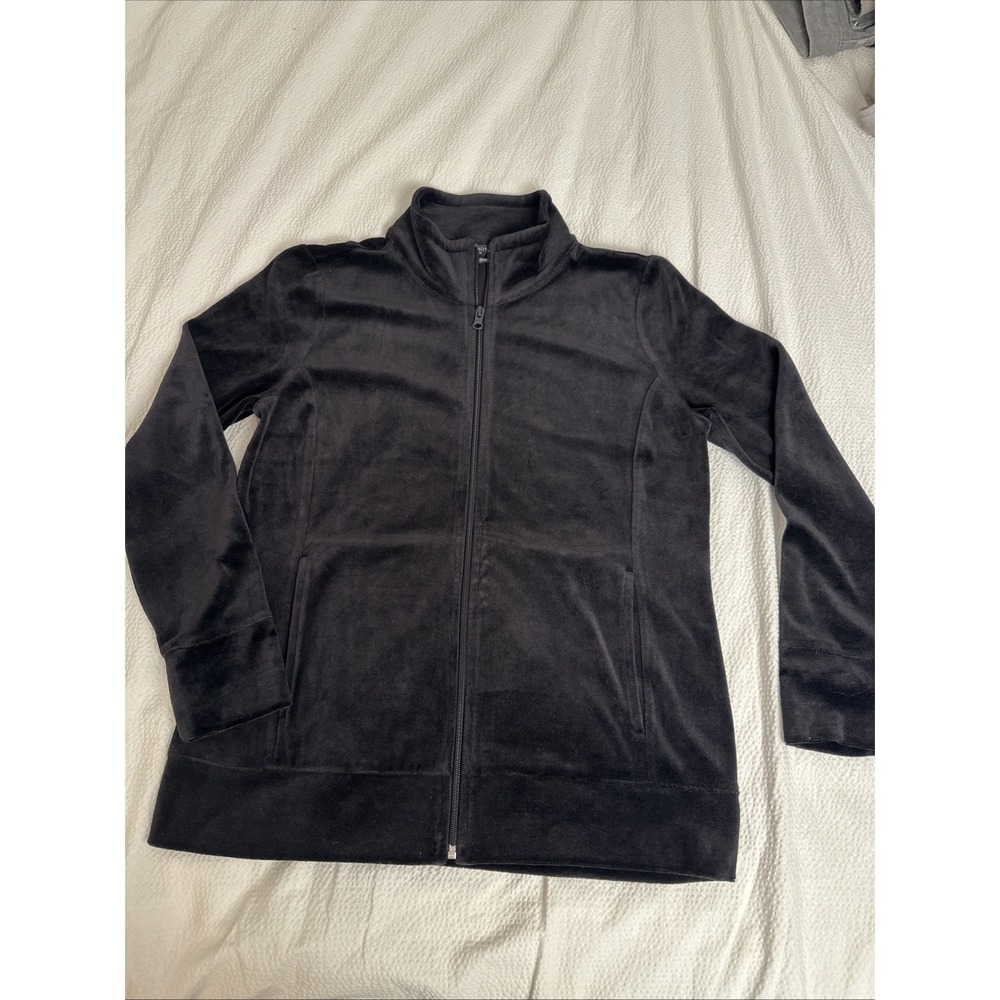 Talbots SP Velour Zip Up Jacket Black